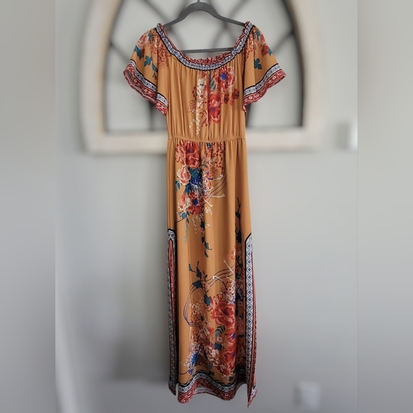 Flying Tomato Off The Shoulder Floral Boho Maxi Dress, Sz S - Picture 2 of 6